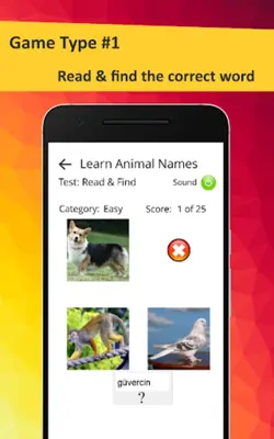 Learn Animals in Turkish android App screenshot 2